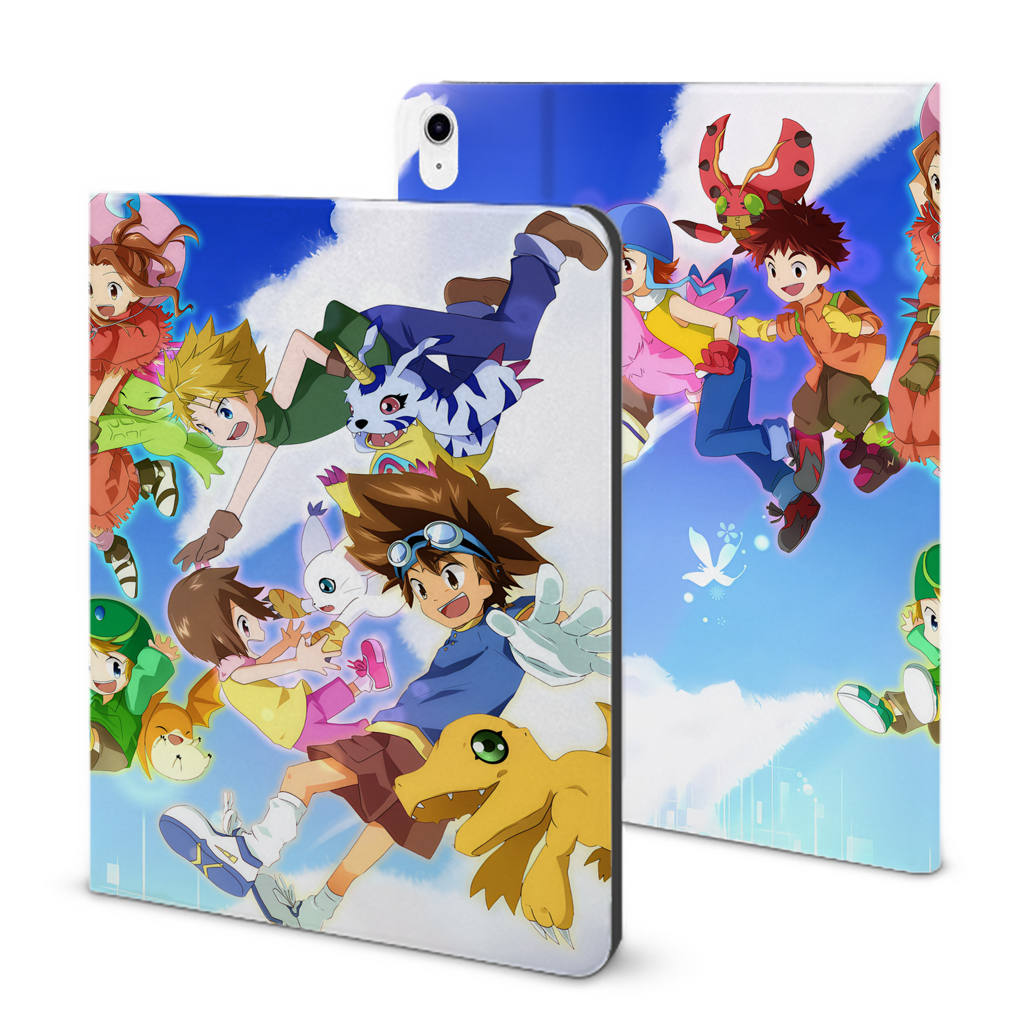 （画像用） Digimon デジタルモンスター/デジモン IPad ケース ブック型 PUレザー TPU 耐衝撃 軽量 薄型 ペン収納なし 全面保護 IPad 各モデル対応